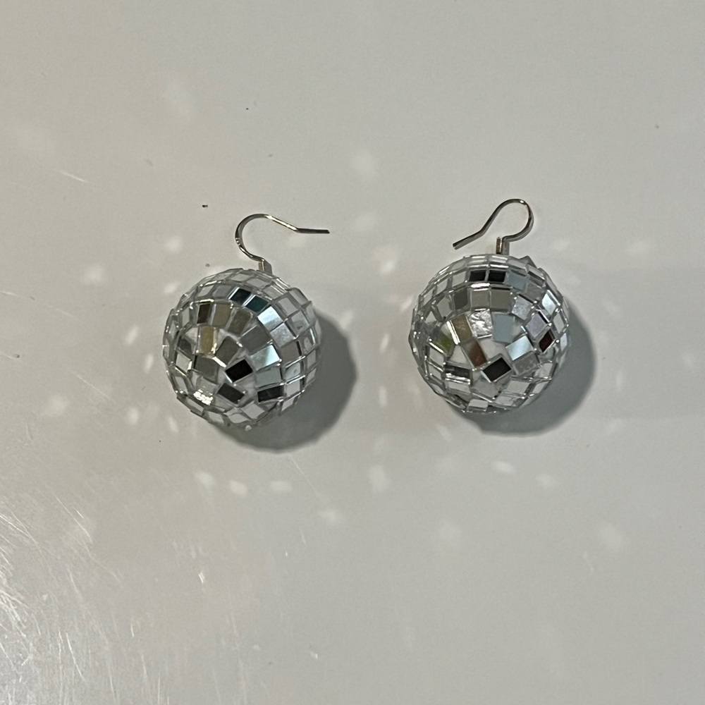 Silver Disco Ball Earrings